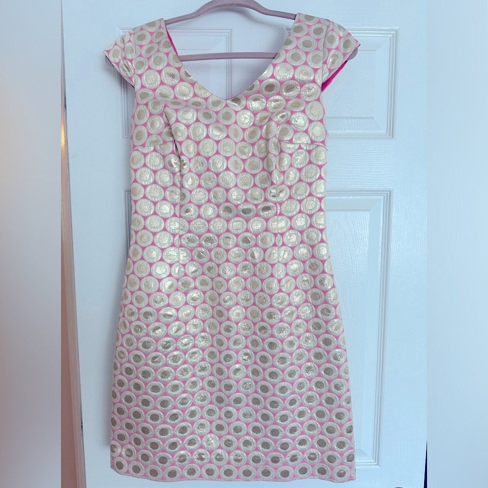 Lilly Pulitzer pink and gold dress